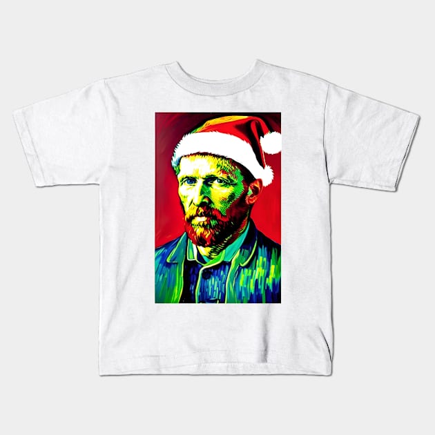 Santa Van Gogh (Celebrity Christmas) Kids T-Shirt by robsteadman